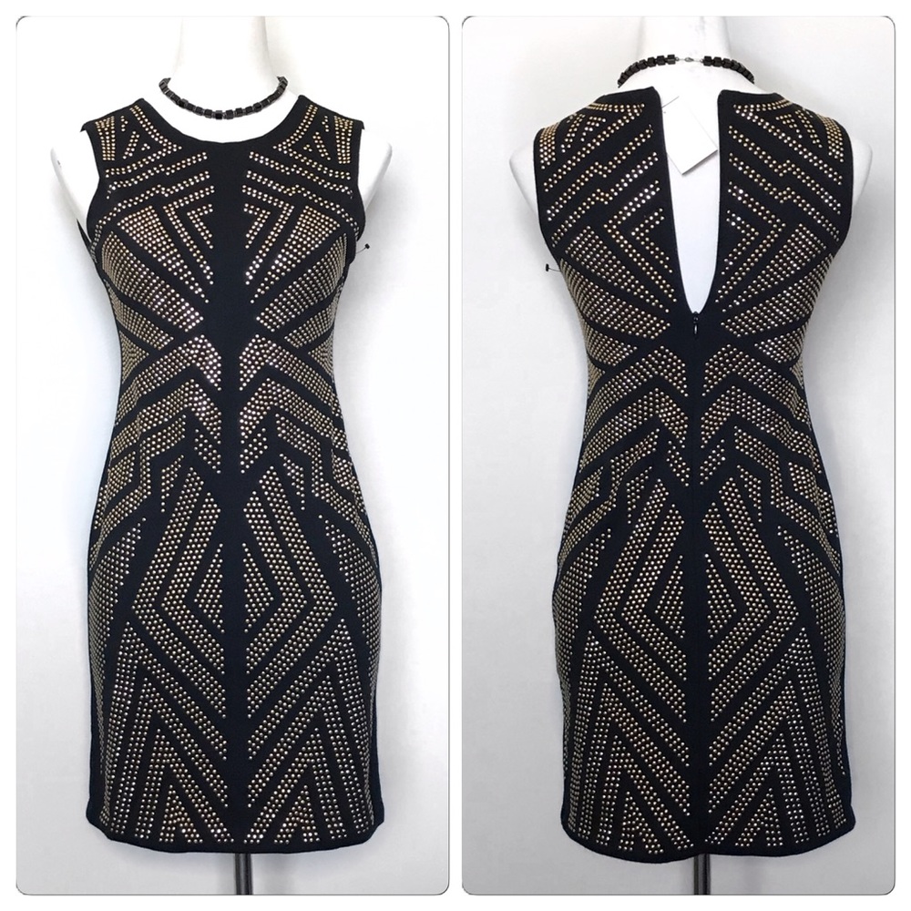 Greylin BRAND NEW Gold Studded Black Dress
